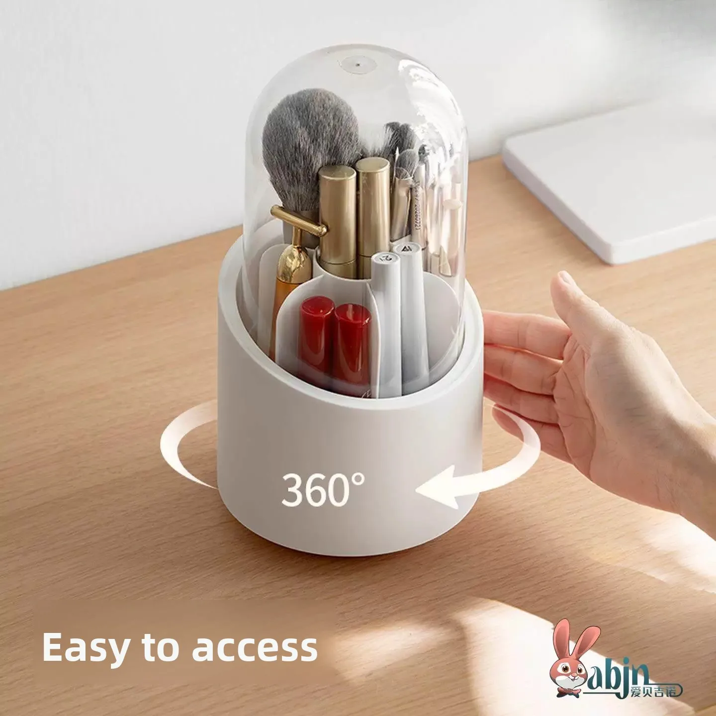 Rotating Large Capacity Makeup Brush Holder Dustproof Cover Desktop Pen Pot New Simple Organizer Beauty Tool Storage Case