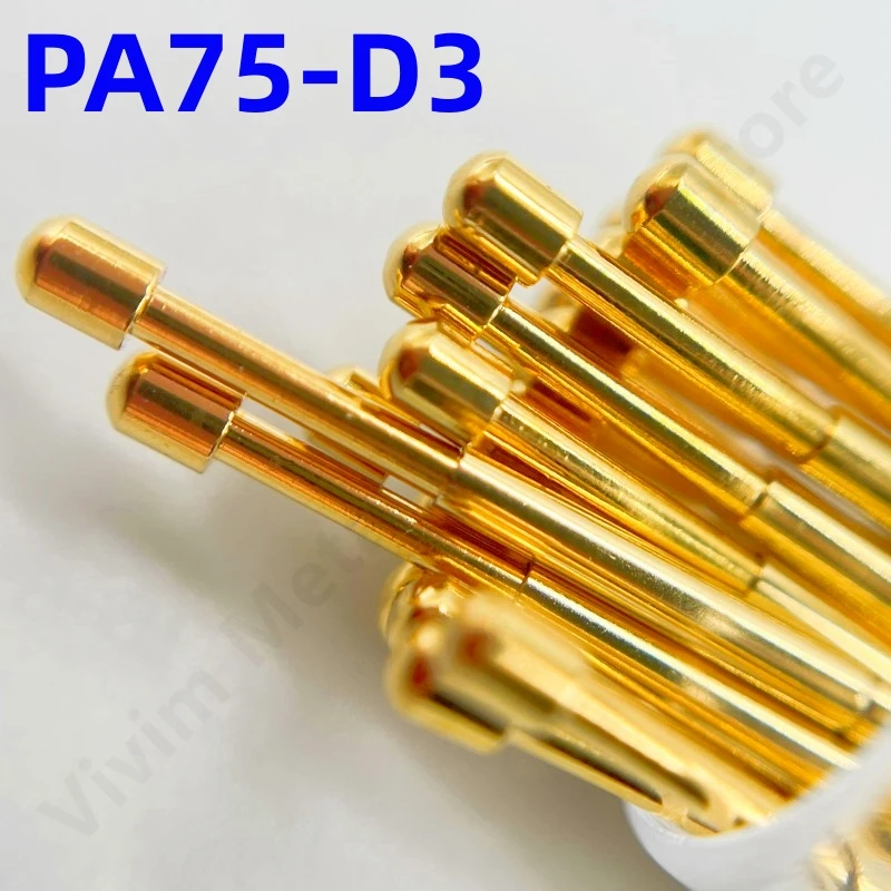 100PCS PA75-D3 Spring Test Probe PA75-D Test Pin PCB Test Tool 17.0mm Dia 1.02mm Gold Needle Tip Dia 1.5mm Pogo Pin P75-D P75-D3