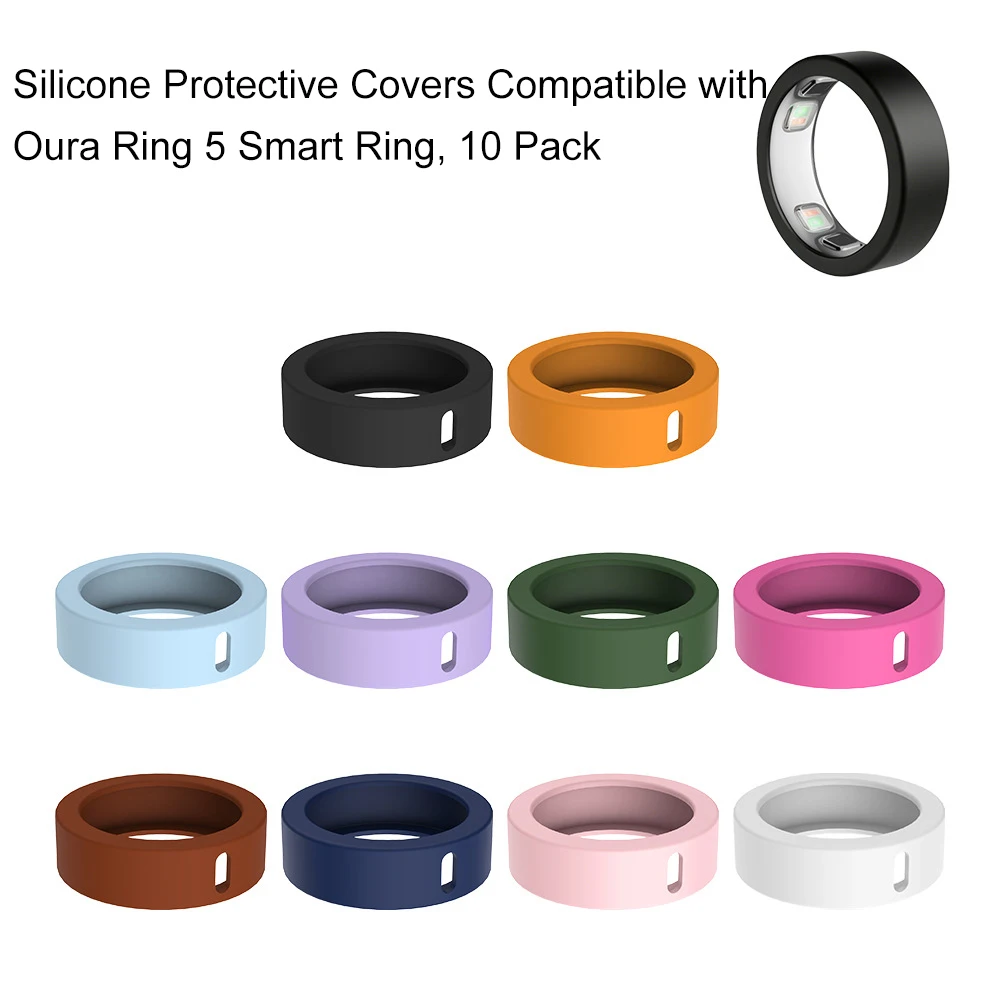 Silicone Protective Covers Compatible with Oura Ring 5 Smart Ring, 10 Pack, Scratch Resistant Shockproof Soft Shell
