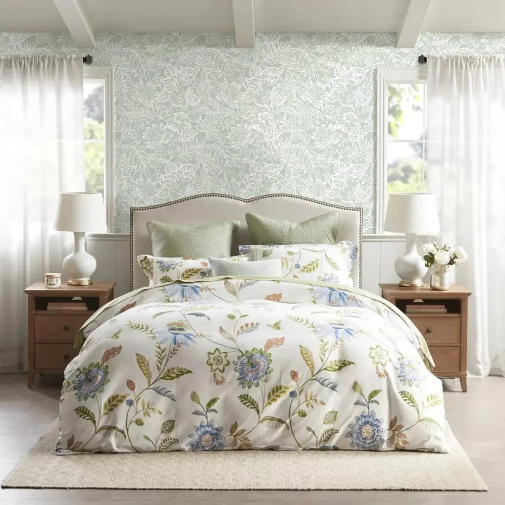 ورق جدران أخضر قابل للتقشير واللصق 17.3 × 590 لغرفة نوم الحمام - تصميم زهور بيضاء حديثة، شركة ديكور ذاتية اللصق قابلة للإزالة #3