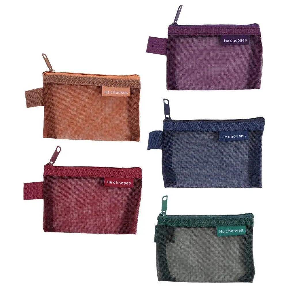 

Change Storage Bag Mesh Coin Bags Coin Money Bags Small Item Bag Mini Coin Purse Solid Color Data Cable Storage Bag