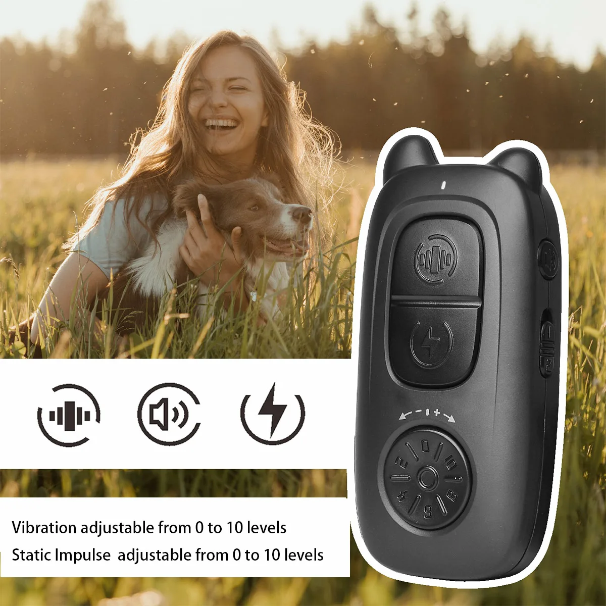 

Dog Training Collar, Dog Electric-Shock Collar with Remote Control 1300ft, 3 Training Modes, Rechargeable E-Collars for Dogs