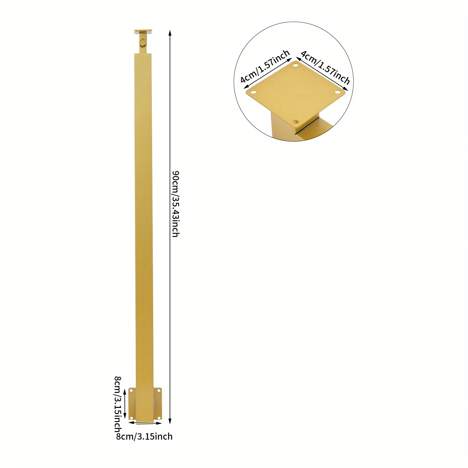 4 Pieces of 90cm Stair Railing Side Installation - Golden Color, , , Suitable for Staircases, Villas, Entrances