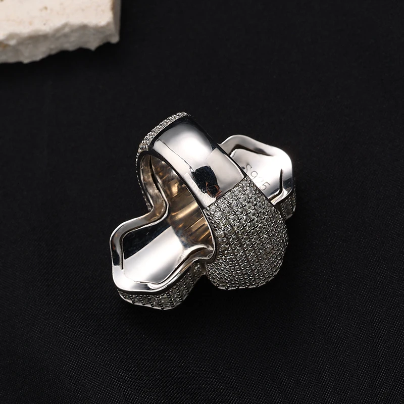 De Hiphop Iced Out Men Fine Jewelry Gold Rhodium Plated 925 Sterling Silver VVS Moissanite Baguette Diamond Cross Ring