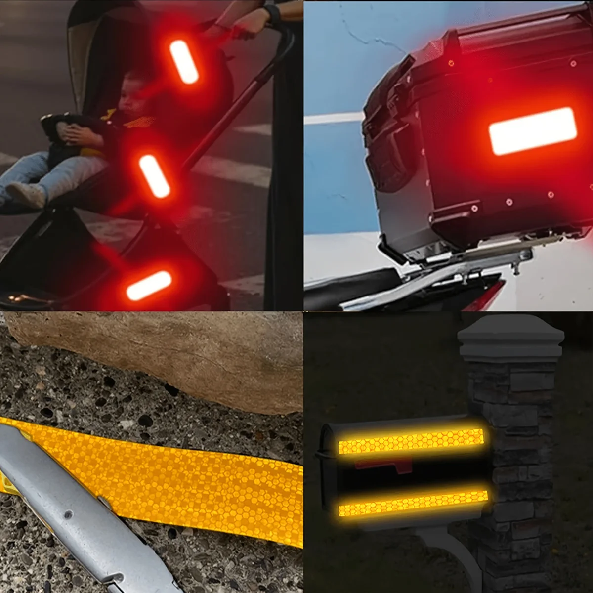 Reflektierende Autoaufkleber, wasserdichte Warnbänder für den Außenbereich, weiß, rot, fluoreszierend, gelb, Reflektoren, Sicherheitsstreifen – Detail 6