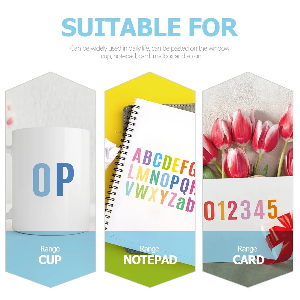 

10 листов ярких самоклеящихся стикеров с цифрами и буквами для рукоделия, скрапбукинга, украшения подарков