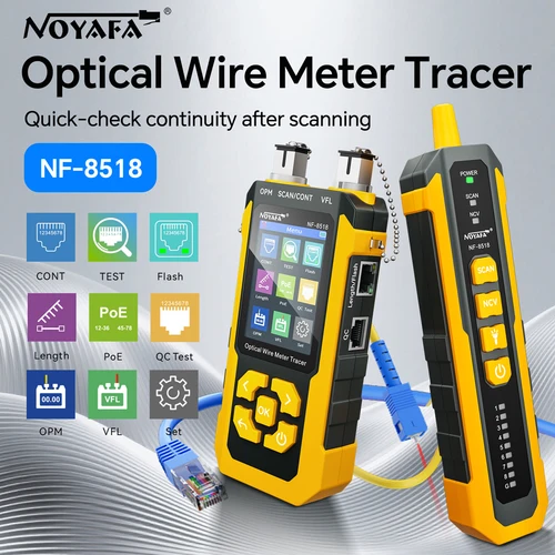 Imagen 1 del producto Noyafa NF-8518 Probador Digital de Cables de Red 8 en 1, Mapeador de Cables con Puerto Flash, Prueba POE, Medidor de Cable Óptico, Rastreador de Cables NCV