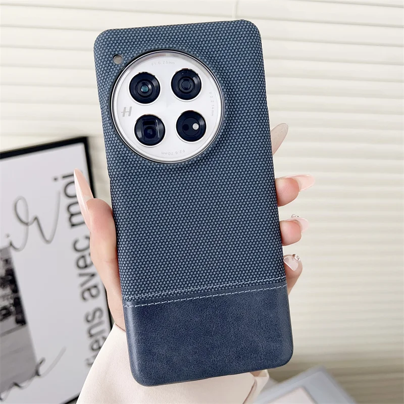 

Роскошный кожаный гибридный чехол из холщовой ткани для OnePlus 13 13R 12 11 12R, цветной чехол