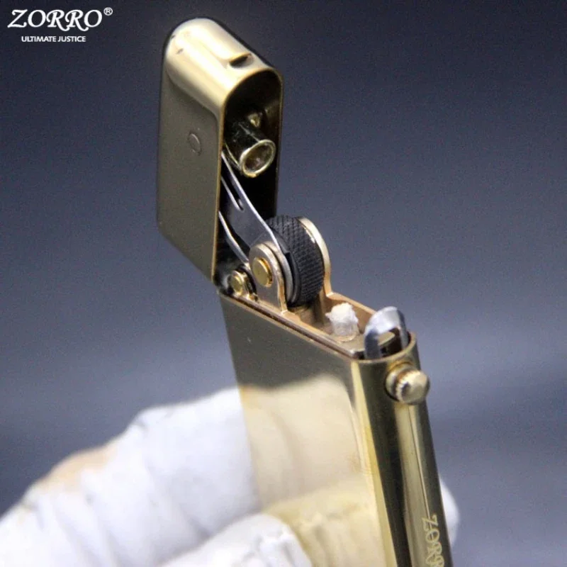 ZORRO Metal Windproof Gasoline Lighter Retro Innovative Automatic Ejection Grinding Wheel Kerosene Lighter Cigarette Accessories