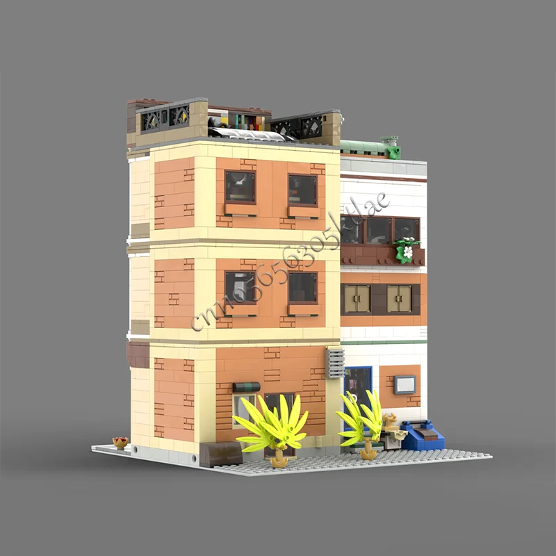 2700 個現代建築ワークスタジオと薬局モジュラービルディングブロックモデルセットディスプレイおもちゃ子供組み立て誕生日プレゼント