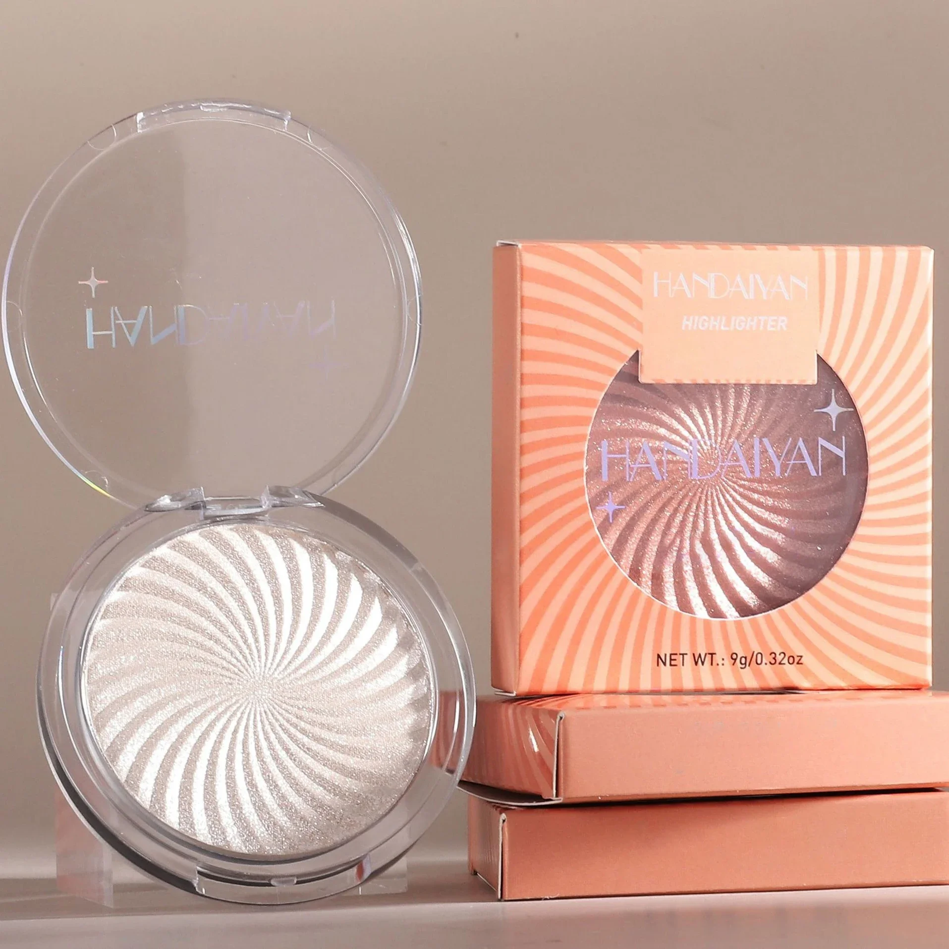 Paleta de Pó Perolado Diamante Highlighter Brilho Fino, High Gloss 3D, Contorno Facial Natural, Impermeável, Maquiagem de Longa Duração