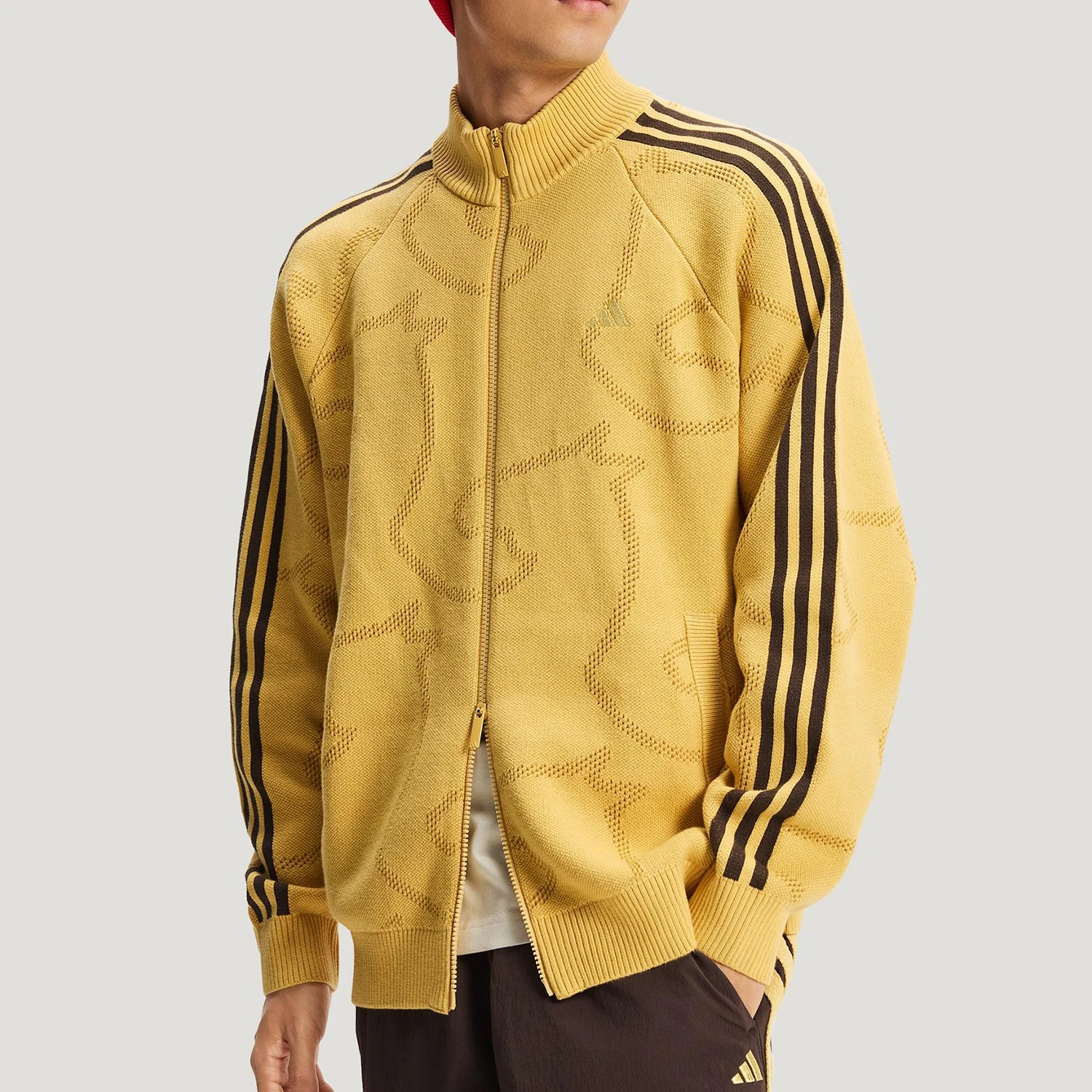 Adidas genuine winter men's stand up collar knitted sports jacket KE4061