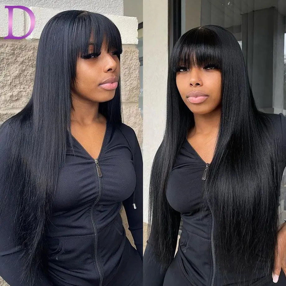 شعر بشري بشراشيب مستقيمة مع رباط للنساء ، دانتيل الجزء الأوسط ، مظهر واقعي ، شعر مستعار فروة رأس مزيف ، شعر مستعار برازيلي ، 3x1