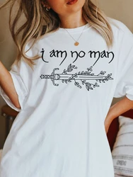 I Am No Man Reading Fandom Tee Light Academia Literary Gift Iterature Book Lover Casual Apparel Y2K Top Daily Trendy Streetwear