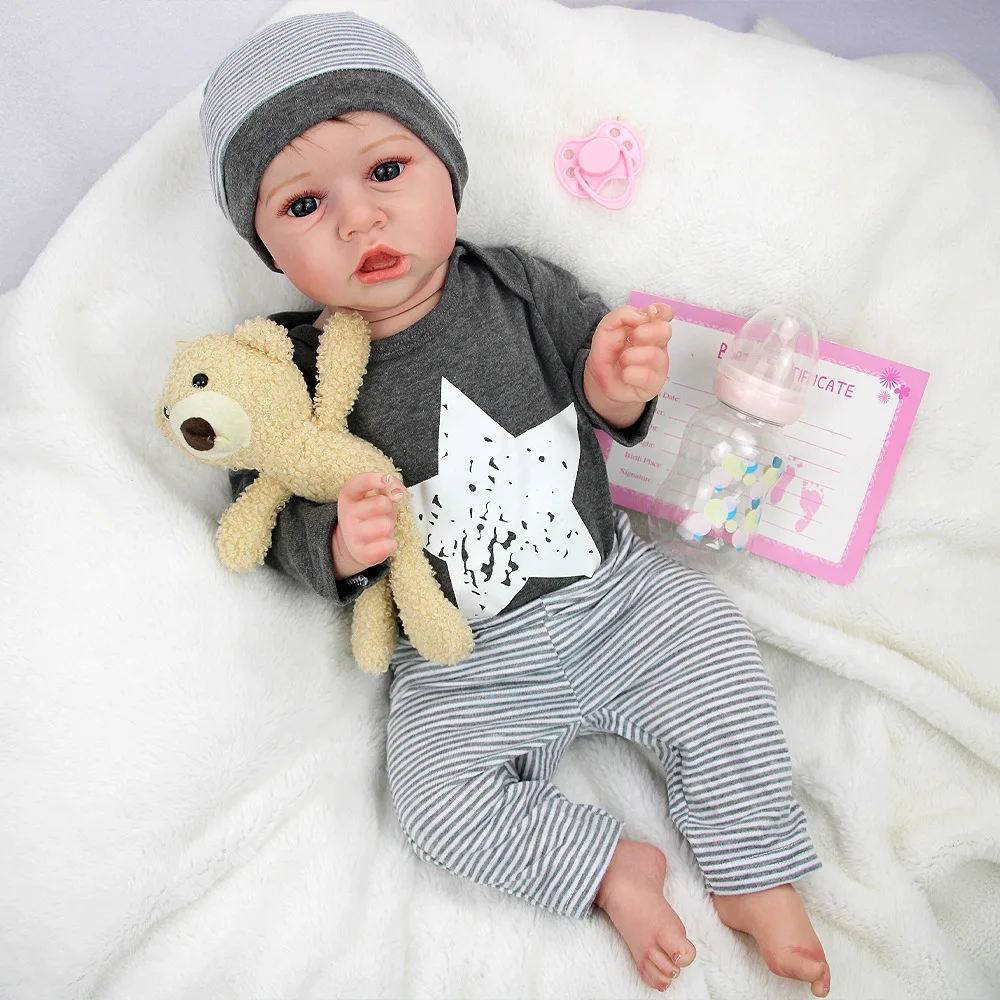 Reborn Doll 55cm Realistic Silicone Full Body Reborn baby Doll Newborn Dolls That Look Real Doll Boy for Children