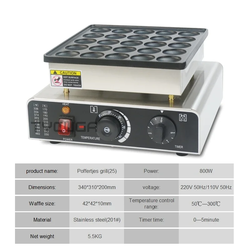 

Commercial 9/25 Holes Dutch Poffertje Grill Mini Pancake Machine Electric Pancake Maker Muffin Griller Machine Non-stick