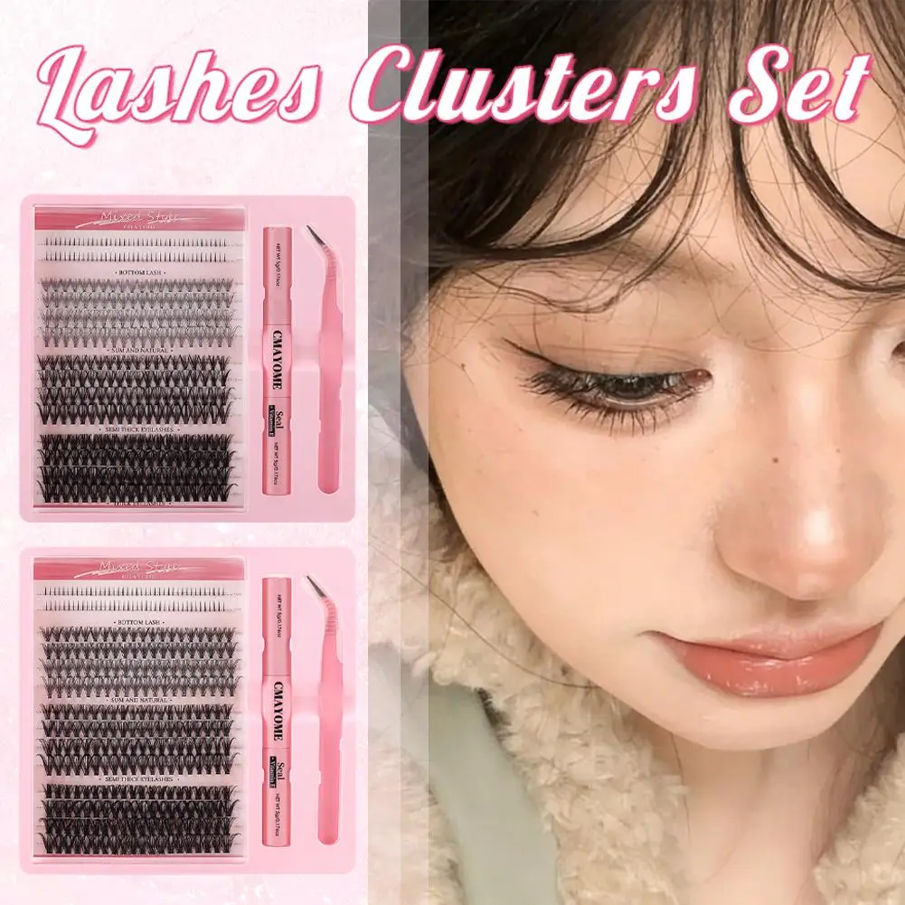 320 grappes D courbe faux cils 5-16mm bricolage segmenté épais naturel et léger mélange cils ensemble outil de maquillage