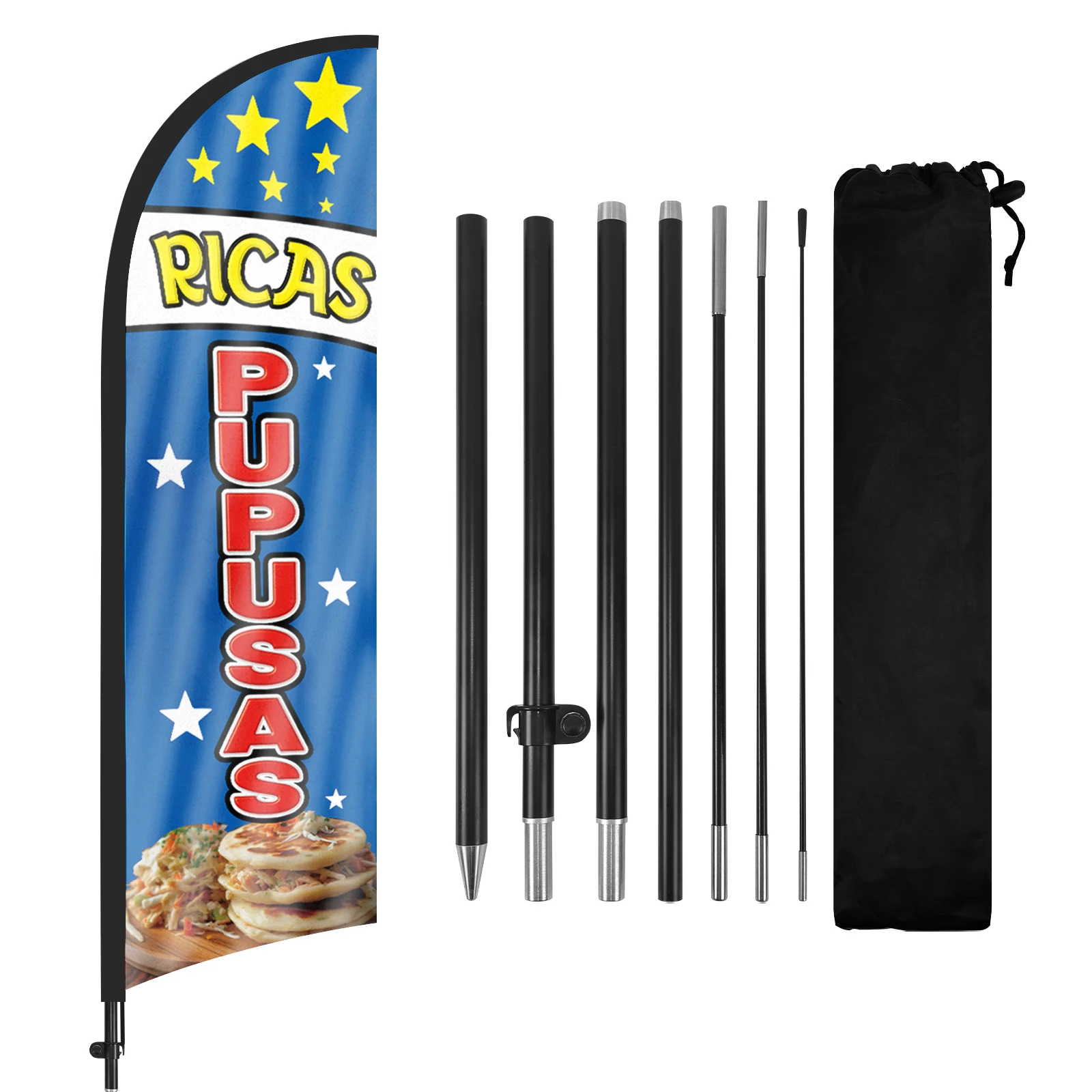 FSFLAG 1PCS 280CM The Pupusas2 Feather Flag with Flagpole Advertising Outdoor Banner Decoration for Business and Storefront