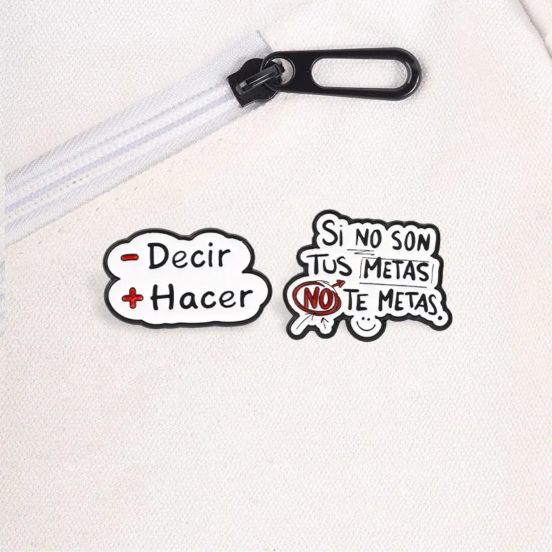 "Decir Hacer Si No Son Tus Metáls" Emaille-Abzeichen Lustiger Zitat-Stil Anstecknadel Sprechblasen-Text Metallbrosche Revers-Accessoire Geschenk – Detail 4