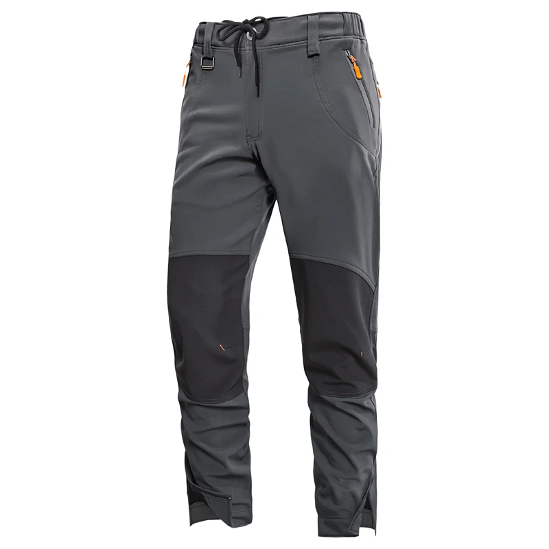 Autumn and Winter Men's Pants Large Panel Solid Color Pants Outdoor Sports Pants with Feet Zipper Pocket
