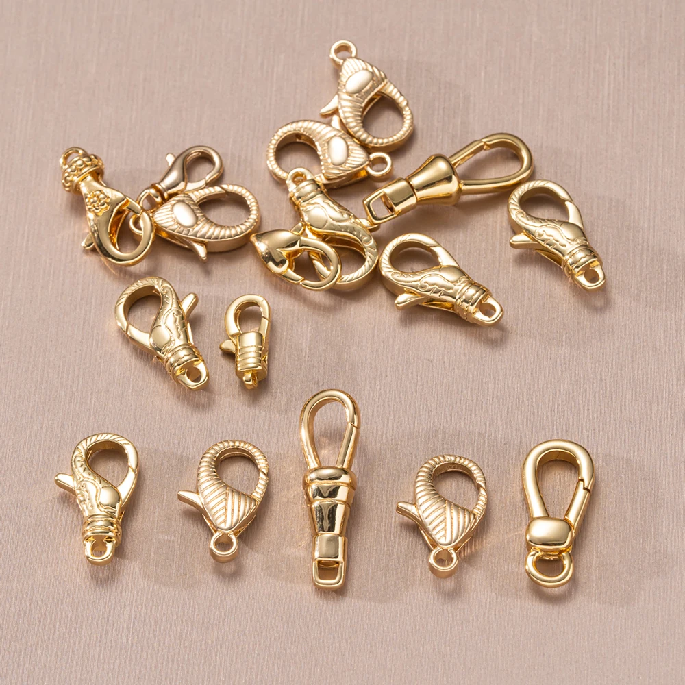 2 Stück 18K Gold Karabinerverschlüsse, Hochwertige Unregelmäßige Herzverschlüsse, Haken, Verbinder für DIY Ohrringe, Halsketten, Schmuckherstellungsmaterialien – Detail 10