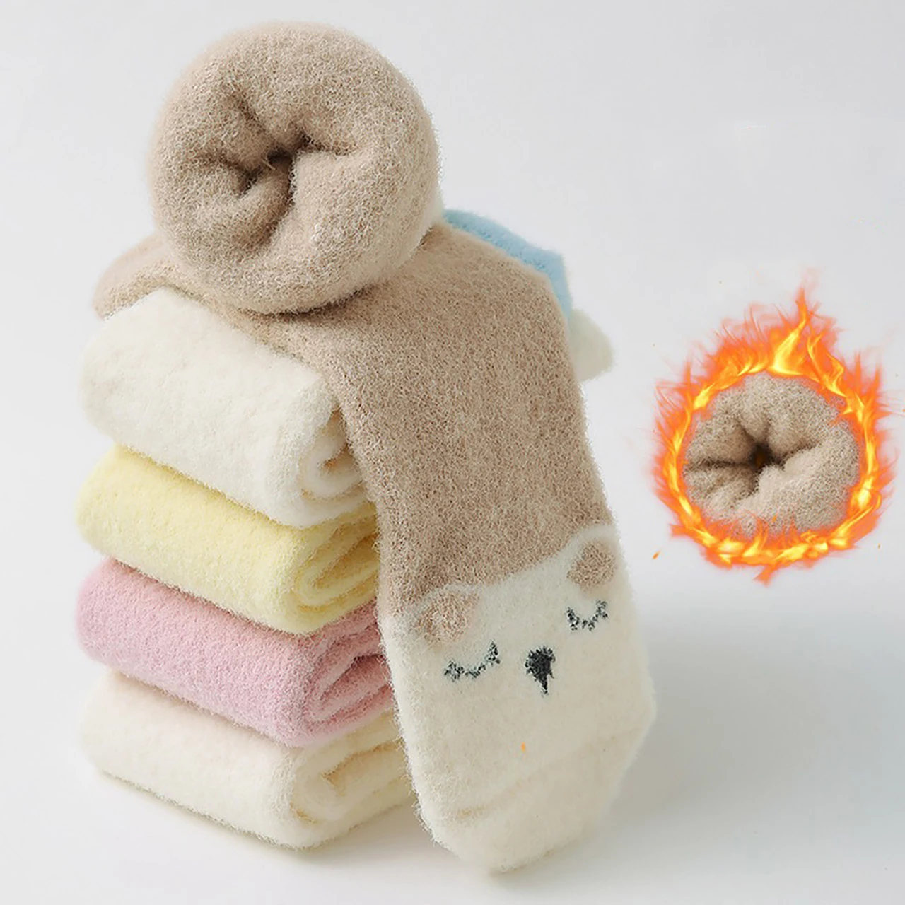 

Thick Velvet Toddler Long Tube Stockings Winter Warm Baby Plush Sock Cute Cartoon Kids Knee High Socks 0-3Year Thermal Footwear