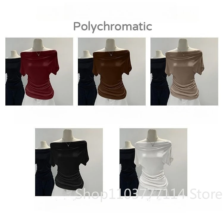 Sommerliches Damen-T-Shirt mit schmaler Passform, vielseitig, lässig, modisch, kurzärmelig, Basic, atmungsaktiv, Übergröße, Oberteil – Detail 3
