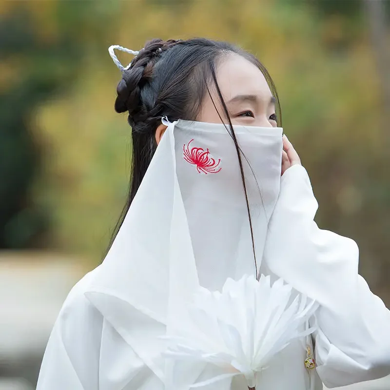 Chinese Hanfu Ancient Antiquity Veil Covering The Face Translucent Tang Dynasty Decoration Dance Performance Antique Accessories