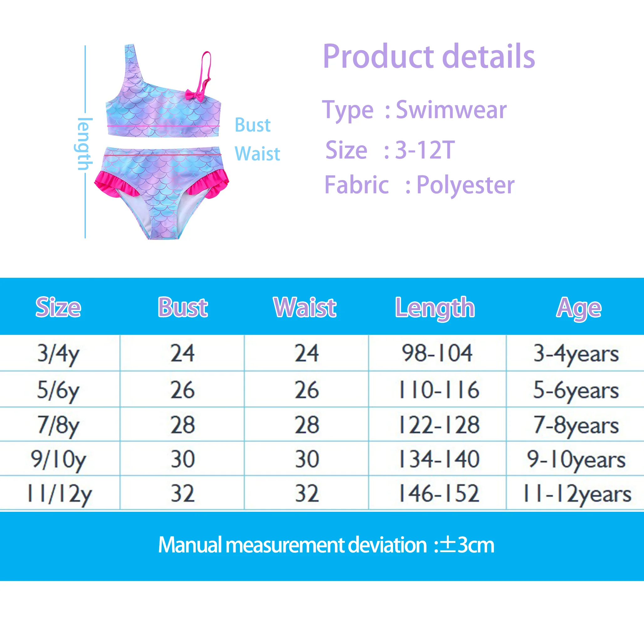 Girls Swimsuit One-Piece Bathing Suits Children's Dresses Summer Swimwear Beach Suit Kids Wear Fashion Mermaid Fish Scale