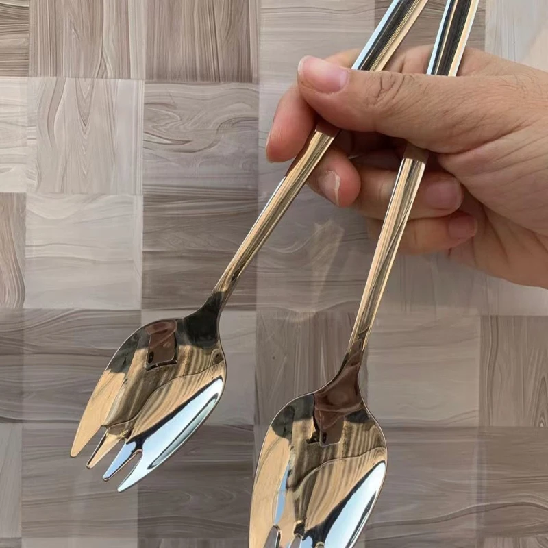 4Pcs Stainless Steel Household Combination Fruit and Salad Spoon, Hotel-Style Western-Style Pasta Fork, Dessert Spoon
