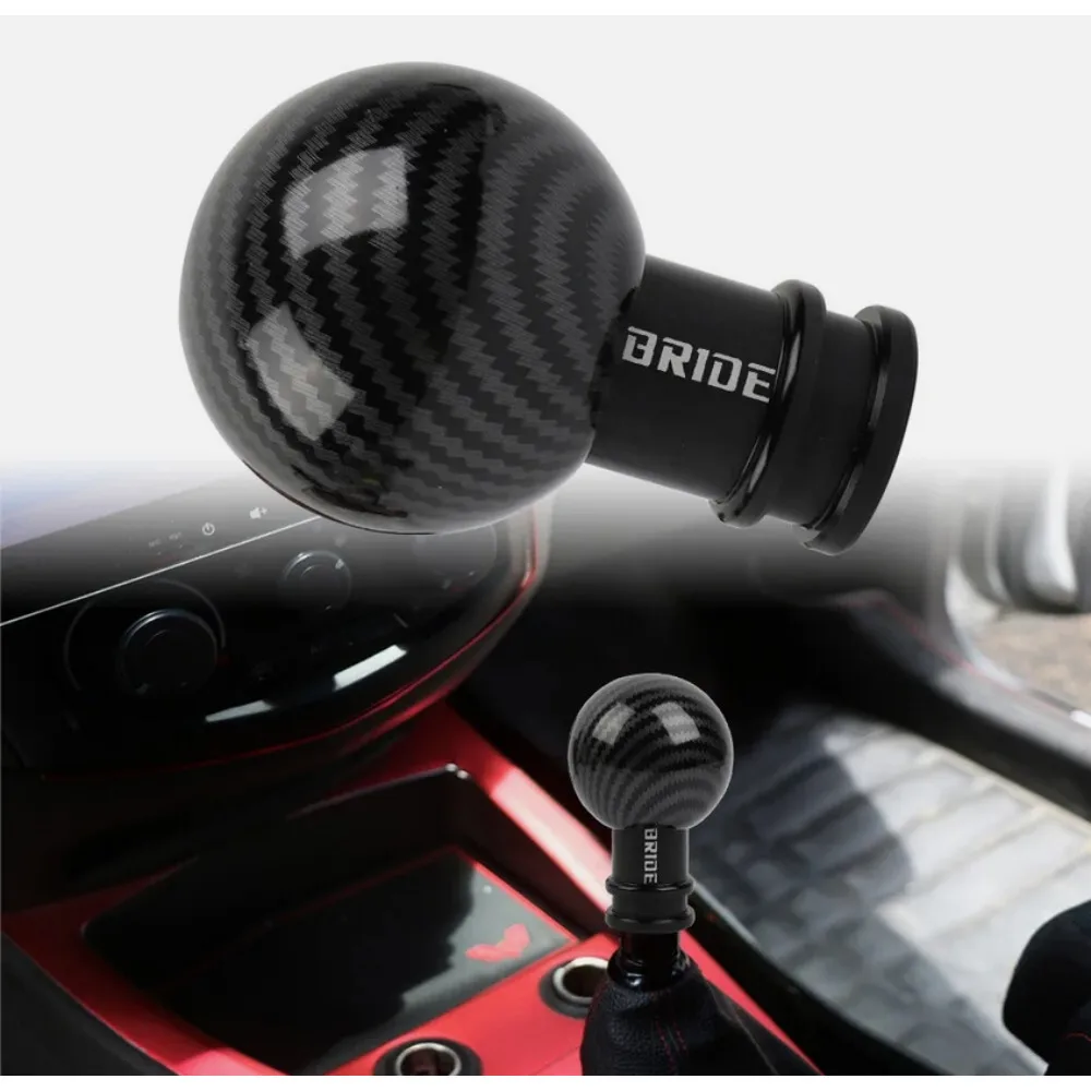 1PC General Motors Gear Head Carbon Fiber Pattern Circular Handball Swing Rod Gear Head Manual Transmission