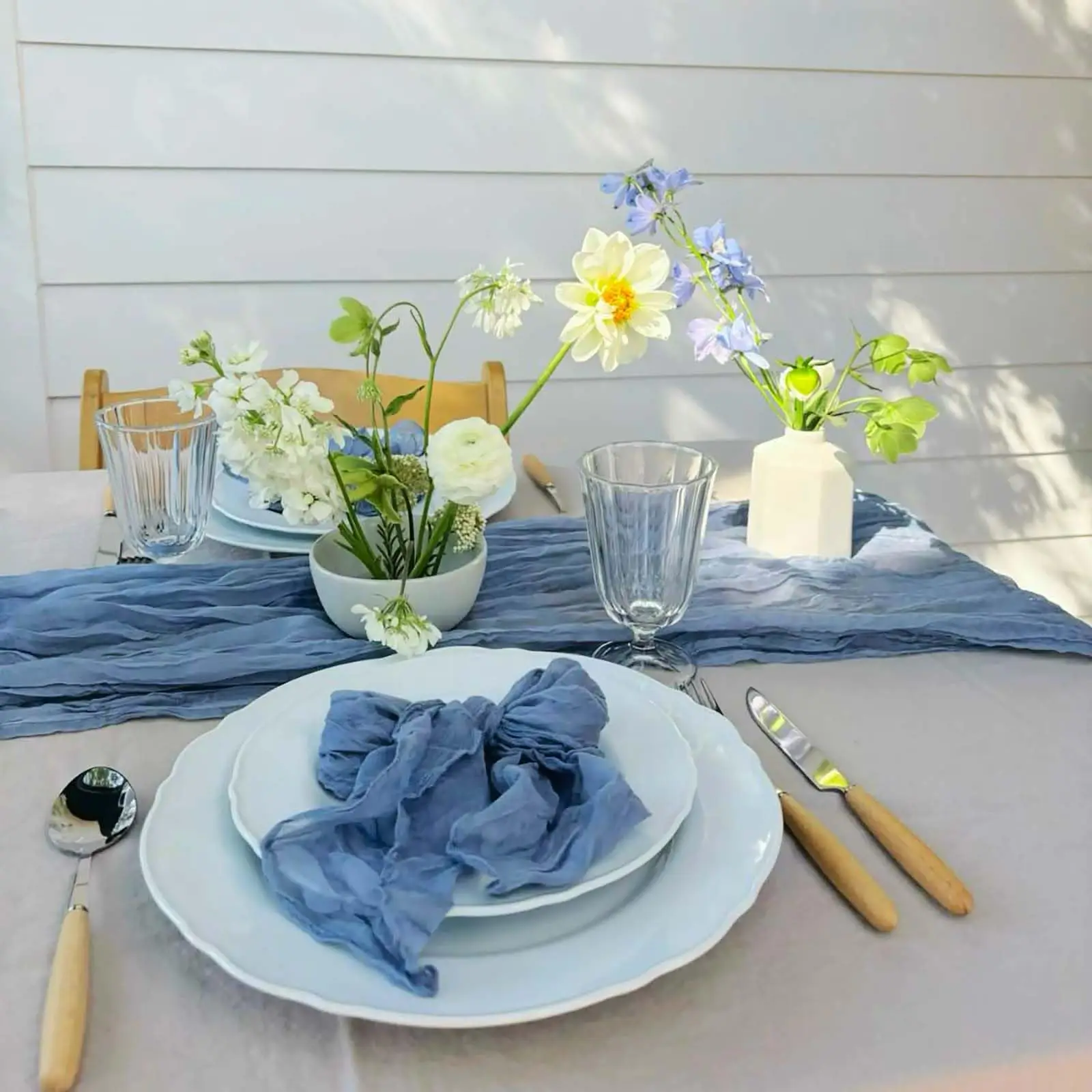 6 Pcs Cheesecloth Napkins and 1 Table Runners Set Boho Rustic Wrinkled Gauze Napkins for Wedding Birthday Party Baby Shower