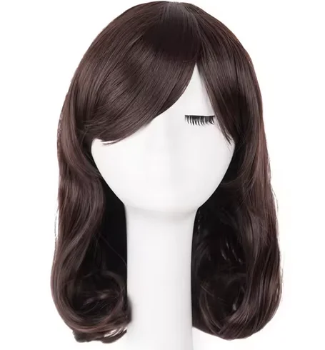 Peruca marrom sintética resistente ao calor médio ondulado cabelo traje cosplay carnaval festa de halloween feminino peruca