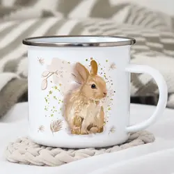 Bunny Easter Rabbit Coffee Cup, 11oz The Rabbit lover birthday Enamel Mug girl friends birthday gift Milk Cup