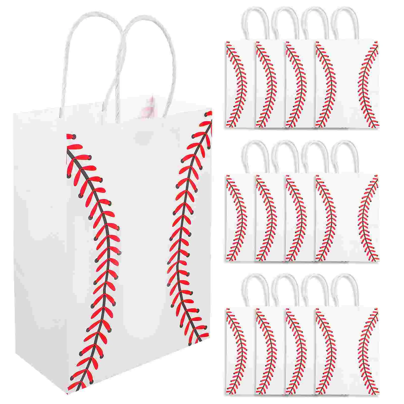 12 Pcs Goodie Bags Baseball Carrier Small Paper Bulk Kraft with Handles Packaging