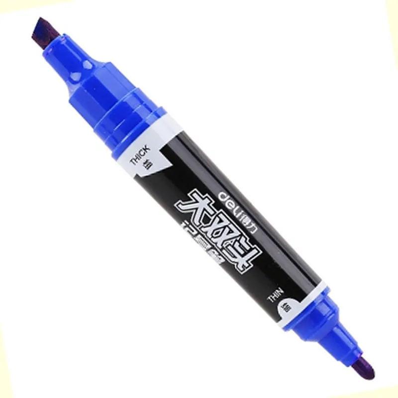 Deli 1.5/6mm Big Dual Nip Waterproof Oily Fast Dry Marker CD Glass Fabric Tires Metal Mark Pen Office Stationery Writing Tool