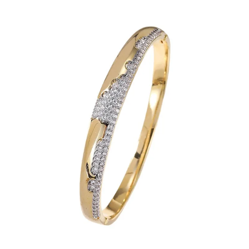 

Two-tone gold-plated women's bracelet with starry zircon – 18K gold-plated jewelry with irregular design, luxury light bracelet