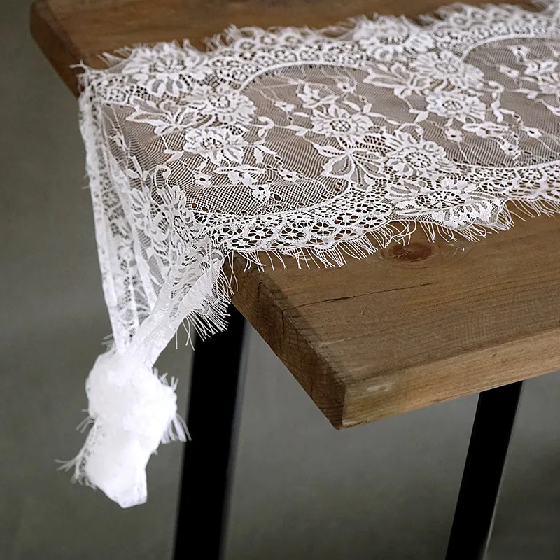 1pc White Floral Lace Table Runners Vintage Lace Wedding Table Runner Boho Wedding Bridal Shower Party Decorations Table Overlay