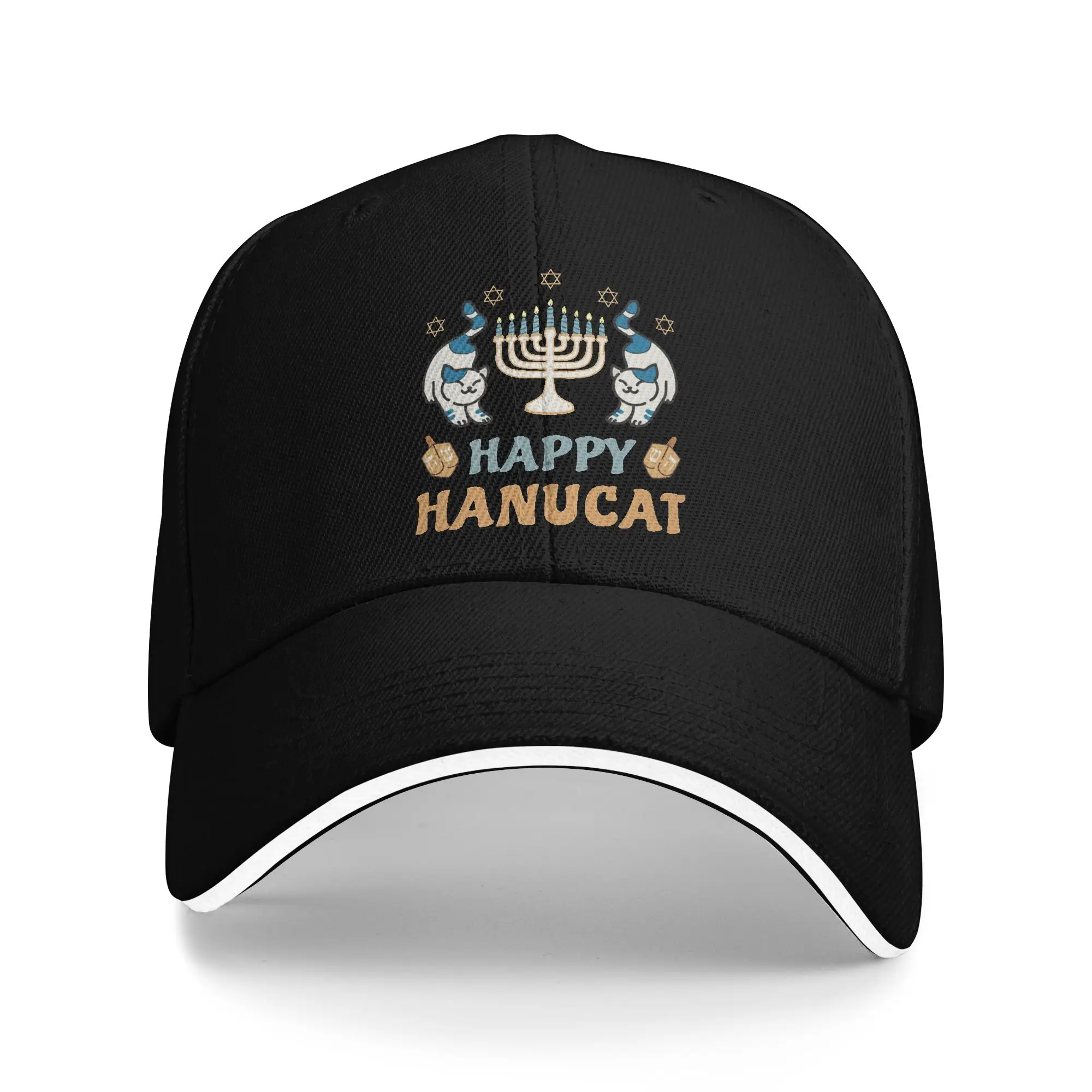 Happy Hanukkah Cat Menorasaurus Baseball Cap Hip Hop  Sandwich Caps Unisex Style Adjustable Caps Hat Travel Gift