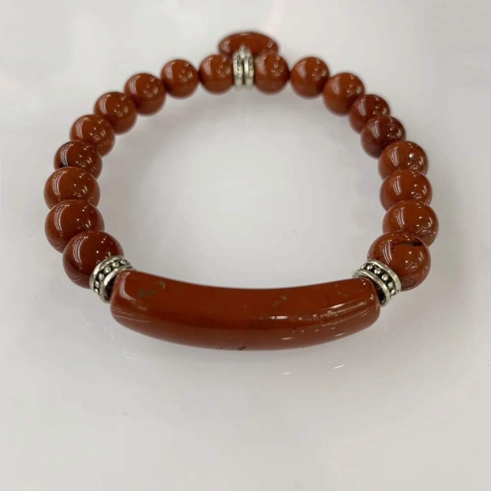 8mm Natural Stone Crystal Bracelets Love Heart Beaded Bracelet for Women Red Jasper Red Agate Charms Stretch Bracelet