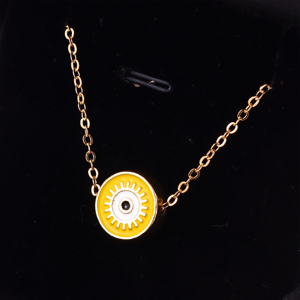 Collar con colgante de Hamsa para hombre y mujer, gargantilla de moda, colorido, redondo, turco, mal de ojo, regalos de joyería a amigos, 2023