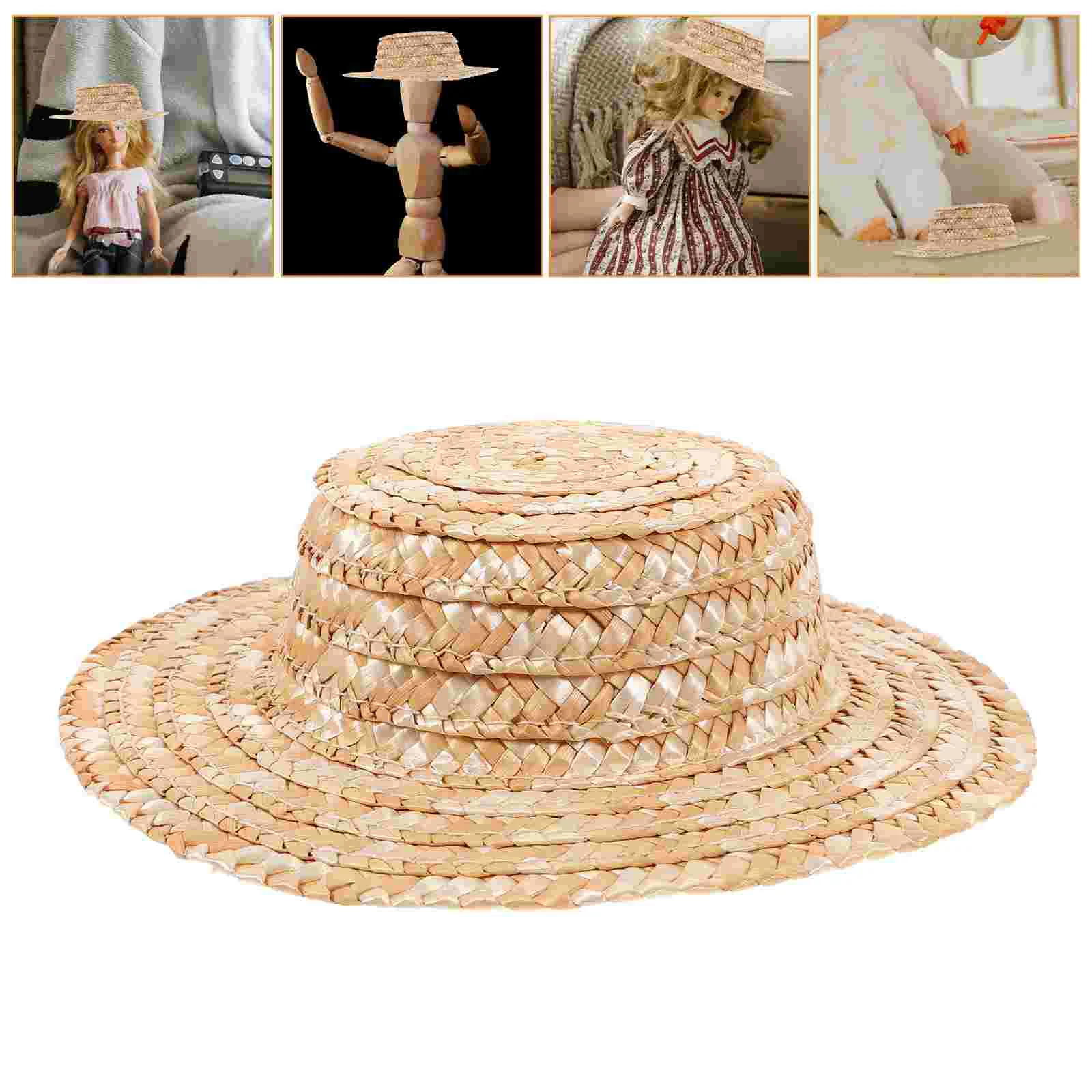 Straw Hat Mini Miniature Caps Weaving Craft Ornament Woven DIY Hats Photo Prop House