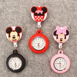 Cartoon Couple Mouse Doctor Nurse Style Cute Bow Mouse Pocket Watch Retractable And With Clip For Men And Women