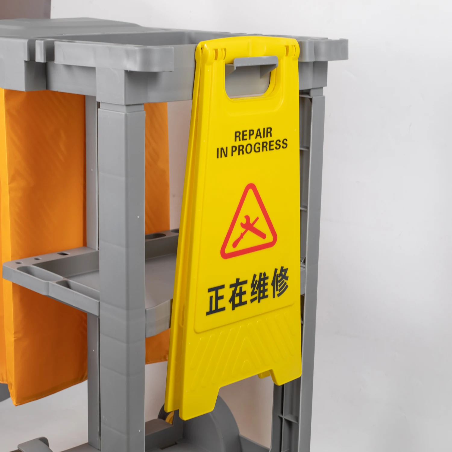 2025 مجموعة كومبو للدراسة المنزلية عربة تنظيف متعددة الوظائف مع دلو ممسحة وعلامة تحذير للفندق والمستشفى