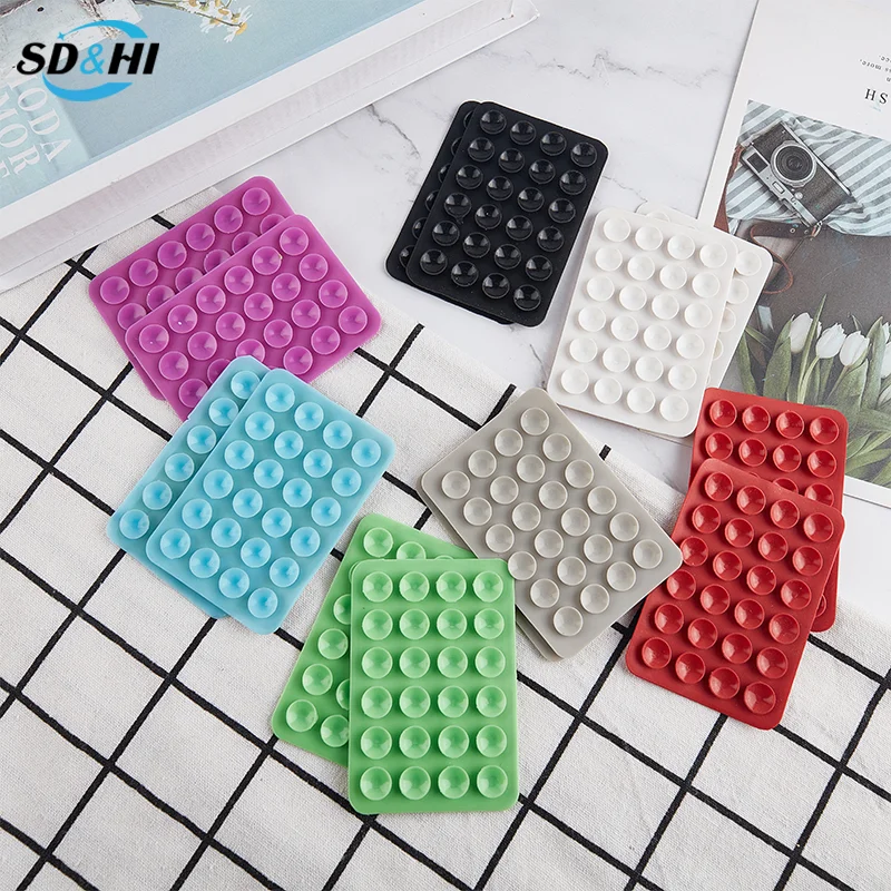 2Pcs Backed Silicone Suction Pad For Mobile Phone Fixture Suction Cup Backed Adhesive Silicone Rubber Sucker Pad For Fixed Pad