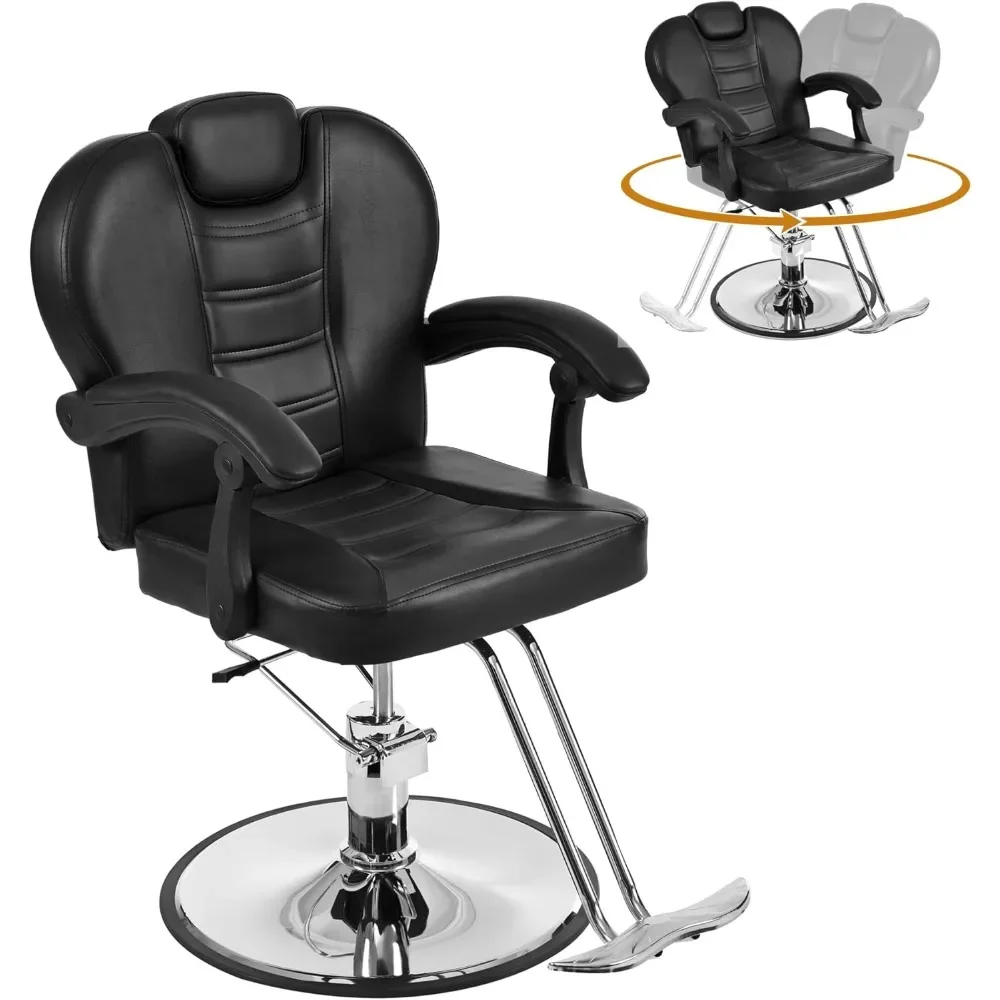 

Hydraulic Recliner Barber Chair for Hair Salon with 20% Extra Wider Seat & Heavy Duty Hydraulic Pump, Salon Beauty Equipment