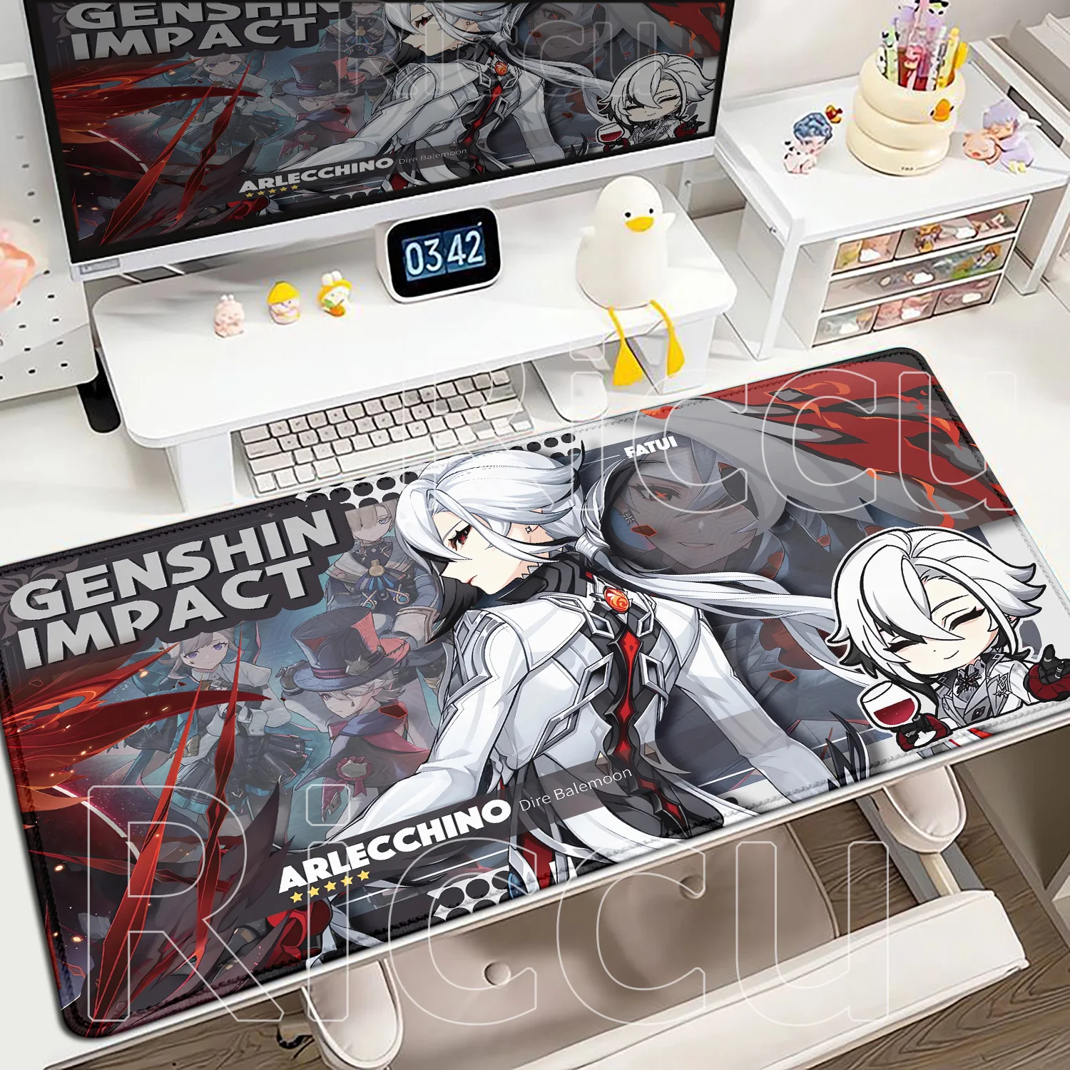 

900x400mm Anime Game Mousepad Genshin Impact Arlecchino Kinich Alhaitham Mouse Pad Anti-Slip Rubber Bottom LockEdge Keyboard Mat
