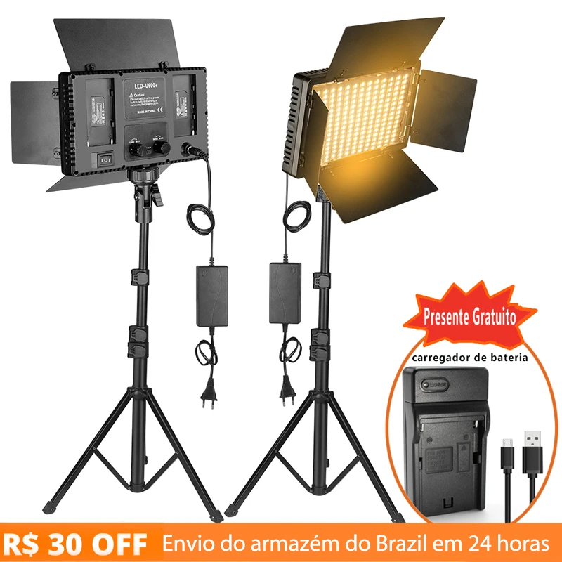 Nagnahz U800 LED Photo Studio Light para Tiktok Youbute Game Iluminação de vídeo ao vivo Gravação de vídeo portátil Lâmpada de painel de fotografia Luz de preenchimento de vídeo com suporte de tripé Luz quente/fria