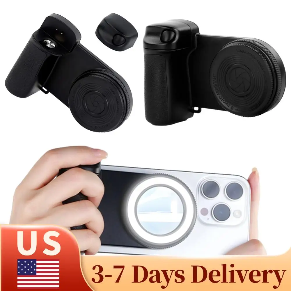 

For Magsafe Bluetooth-Compatible Shutter Phone Hand Grip with Fill Light & Reflective Mirror Camera Handle Grip Selfie Stablizer