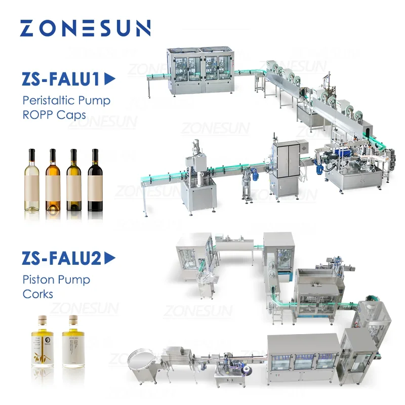 ZONESUN Aangepaste productielijn Fles Spoelen Drogen Vloeistof Olie Vullen Afdekken Etiketteermachine Verpakkingsoplossing ZS-FALU